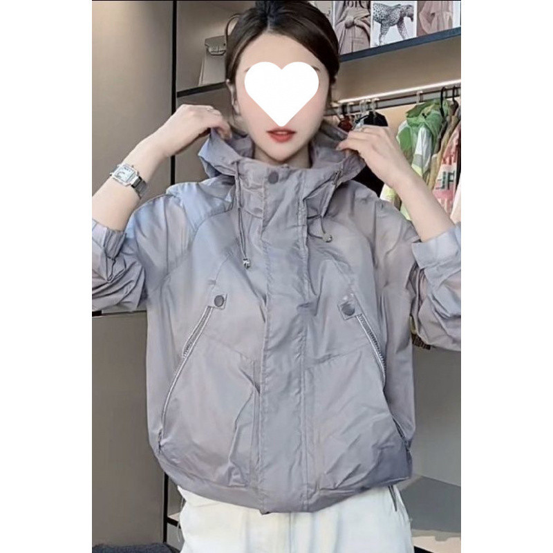 D6C2025 여성용 여름 단색 얇은 자외선 차단 의류를위한 새로운 느슨한 캐주얼 후드 자외선 차단 재킷