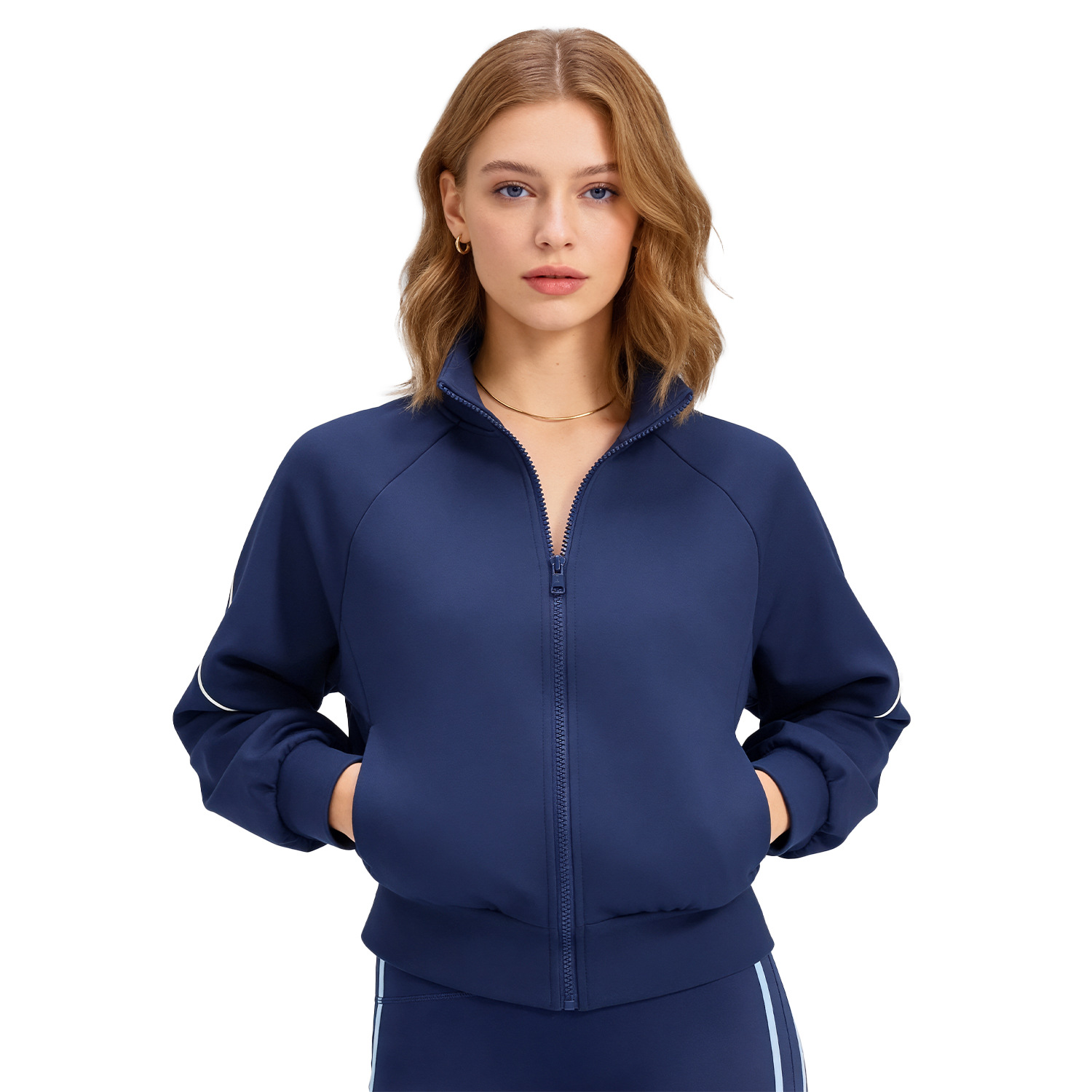 Juyi Tang otoño y invierno colchón de color de la chaqueta de vestir con cuello vertical grueso abrigo deportivo caliente y delgado para mujeres