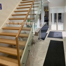 外贸别墅钢木直梁楼梯办公楼展厅跃层复式单梁生产厂家楼梯定制