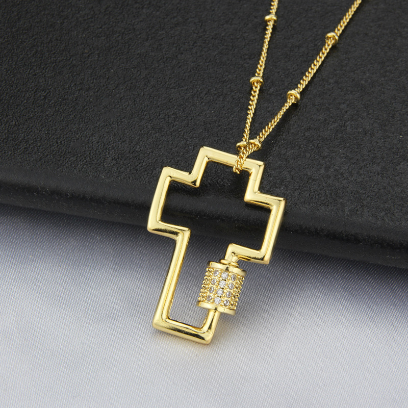 European and American cross copper gold-plated  necklace wholesale