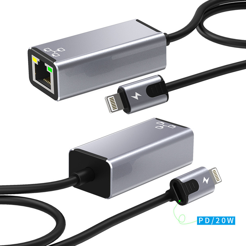 LIGHTNING Head LIGHTNING to RJ45 Ethernet Network Interface 100m for Apple phablet