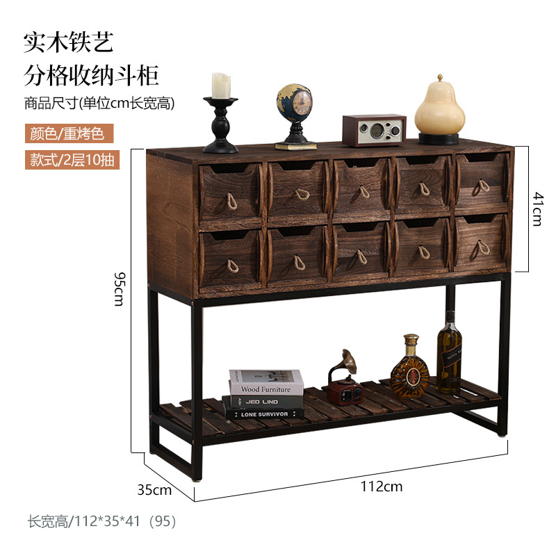 Venta al por mayor de almacenamiento de hierro vintage pintado pecho de cajones gabinete pasillo pequeño apartamento TV gabinete dormitorio almacenamiento balcón gabinete