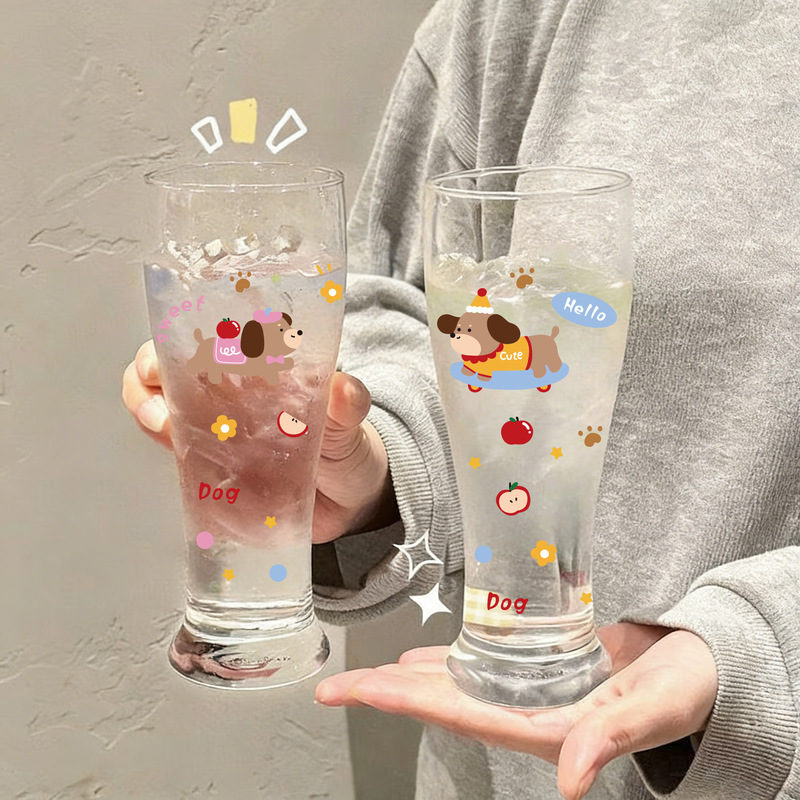 Coke Cup, Beer Cup, Large-Capacity Glass Water Cup, Household Beer Cup, High-Looking New Style Beverage Juice Cup for Women
