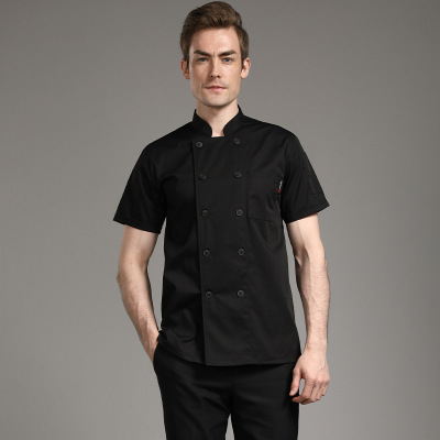厨房食堂纯白厨师工作服长袖男女短袖春夏季酒店餐饮厨房衣服餐厅