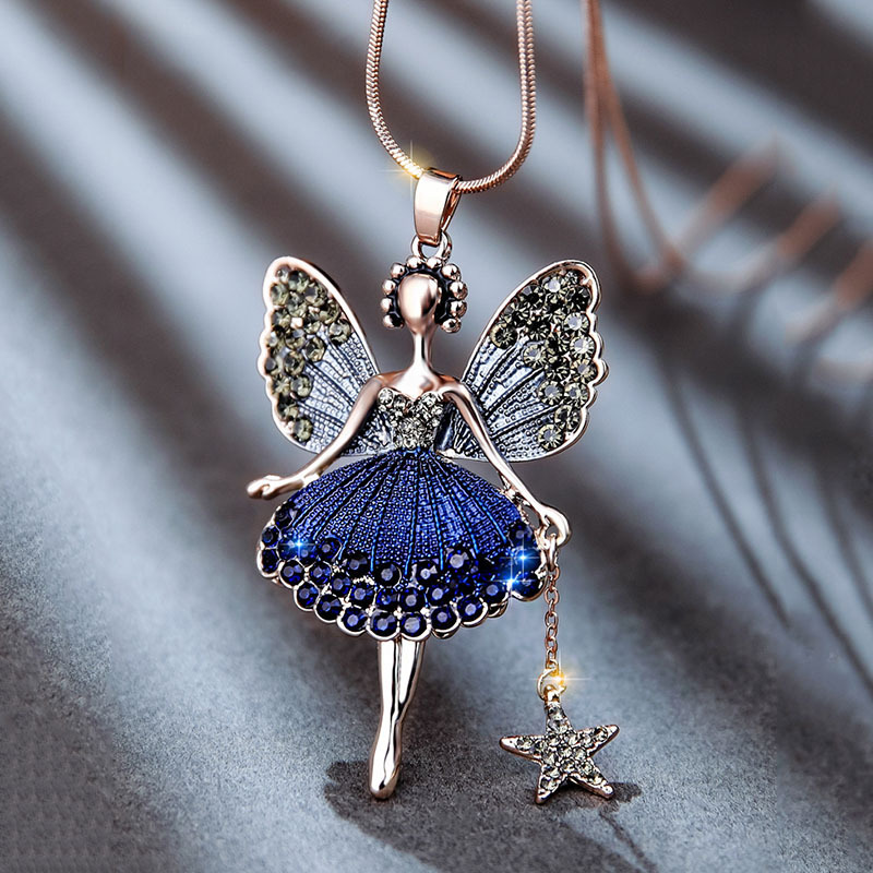 Collana lunga con ciondolo principessa cartoon e strass_voghion.com