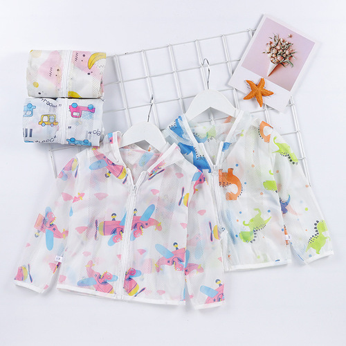 Children's Summer Sun Protection Jacket for Boys and Girls, Outdoor Coat, Baby Beach Sun Protective Suit with Hood, Air-Conditioned Shirt, One Piece Dropshipping