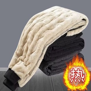 Lambskin Pants Men's and Women's Winter New Thickened Casual Pants Men's Loose plus size Cotton Warm Long Pants