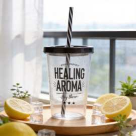 创意塑料杯夏日珍珠 碎冰杯吸管杯双层带吸管随手冰酷冷饮杯子