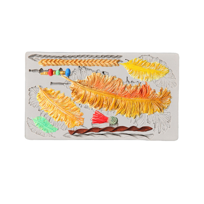 Feather texture fondant cake mold silicone mold printing mold pressure mold soap mold