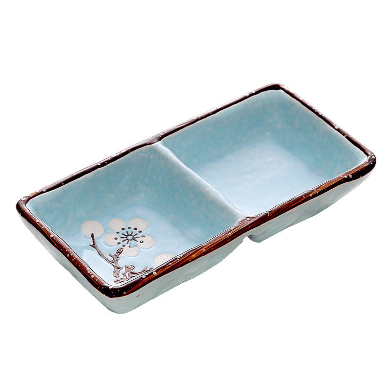 Household Ceramic Small Dish Seasoning Dish Snowflake Glazed Snack Dish Seasoning Dish Japanese Vinegar Dish Dipping Sauce Dish Sauce Dish