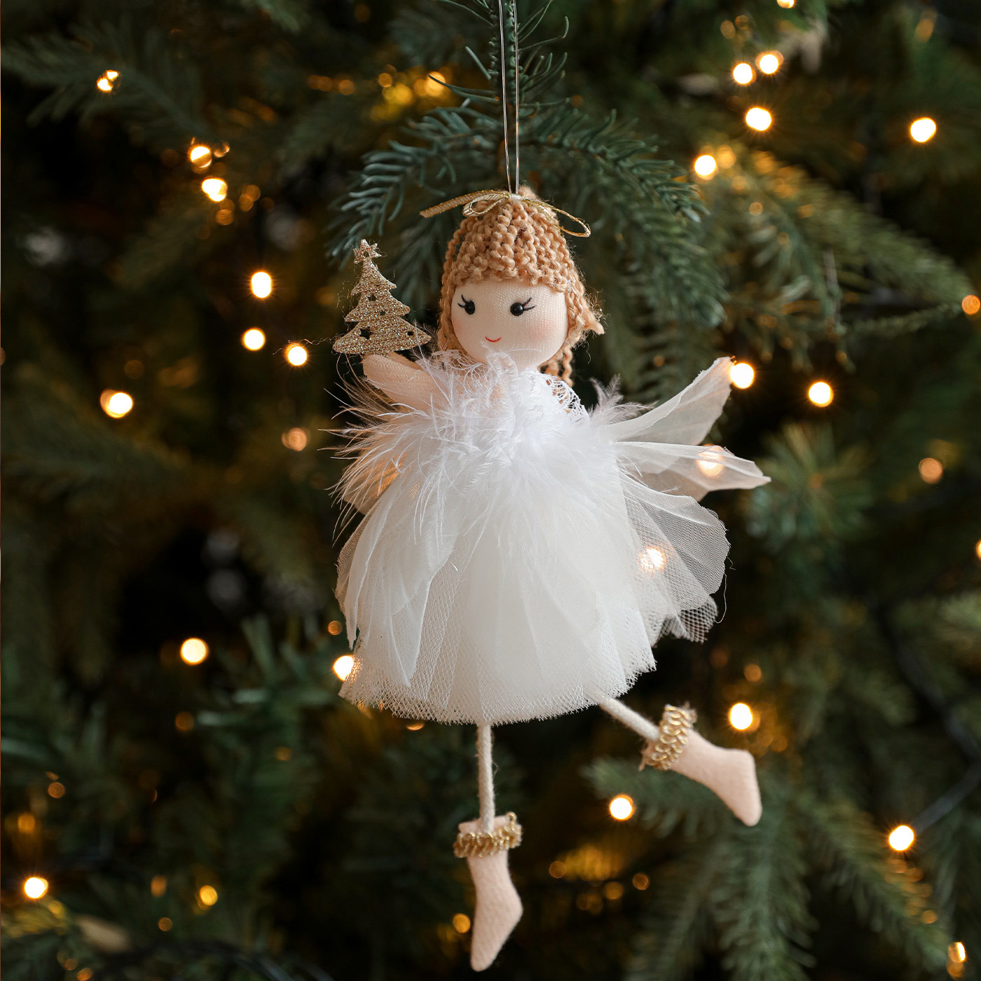 Nueva Navidad de peluche Angel Girl Colgante árbol de Navidad Colgante muñeca creativa Decoración muñeca Colgante
