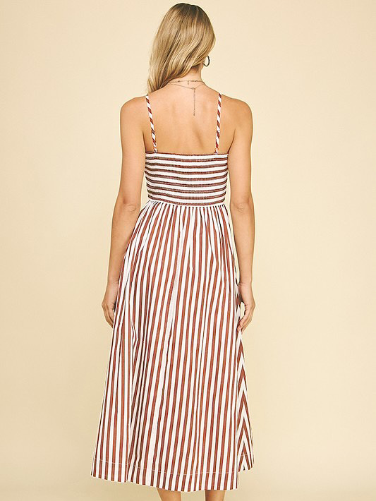 Women's Clothing Striped Maxi Dress With Pockets – Lightweight Resort Wear For Summer, American Style"​​_ecoleips.com