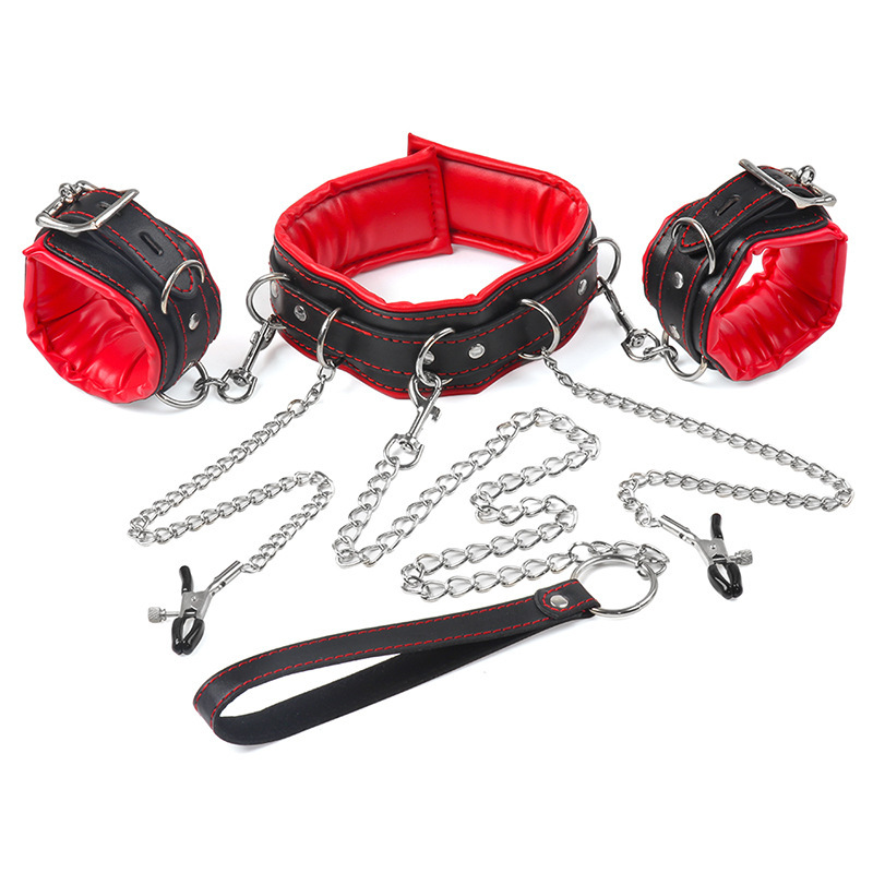 Collar de esponja PU negro y rojo SM cuello juguetes de emoción Clipper cadena de emoción atado