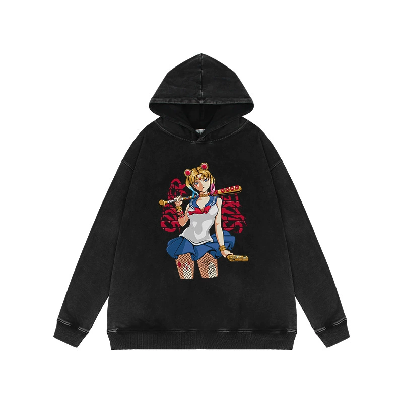 Оверсайз худи с принтом Sailor Moon, 400 г, американский стиль, свитшот (унисекс)