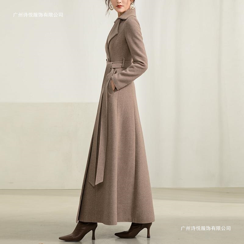 2025 New Winter Thickened Elegant Wool Mid-Length Woolen Coat for Women Plus Size