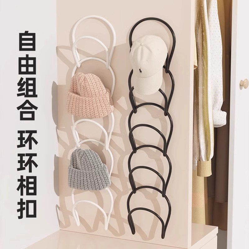 Hat Storage Organizer for Behind Wardrobe Doors, Wall-Mounted Hook for Berets, Baseball Caps, and Scarves, Non-Deforming