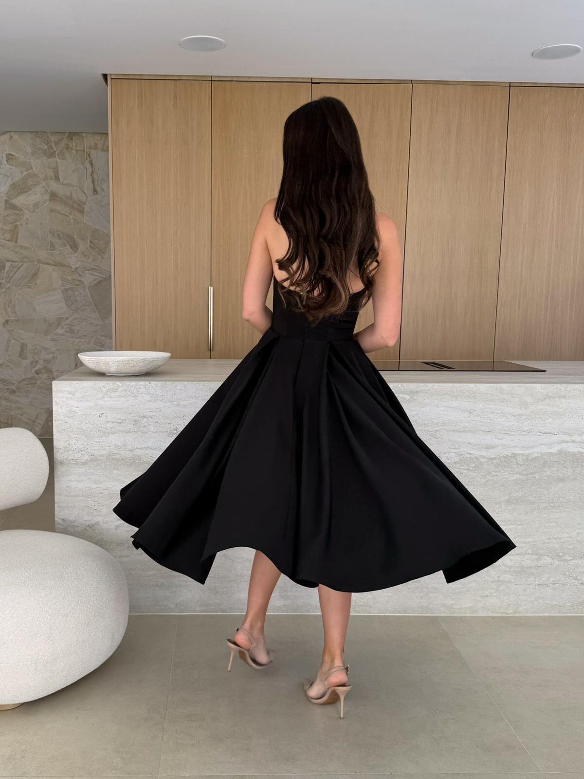 Women Clothing Women Clothing Summer Solid Color Wrapped Chest Midi Dress