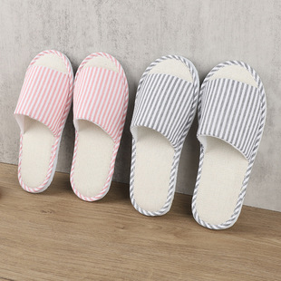 Star Hotel High-End Club Striped Half-Bang Slippers Beauty Salon Home Hospitality Non-Slip Disposable Slippers in Stock
