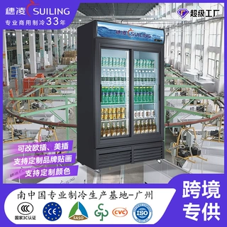 穗凌定制冰柜冷藏展示柜风冷双门商用冷柜CE/SASO冰箱源头工厂
