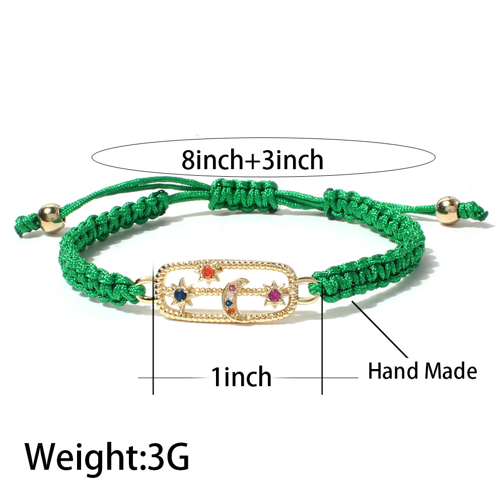 Ethnic Style Hand-woven Heart-shaped Letter Copper Inlaid Multicolor Zircon Bracelet display picture 1