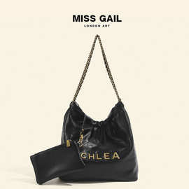 悠闲百搭菱格垃圾袋小香风时尚链条单肩斜挎包包女