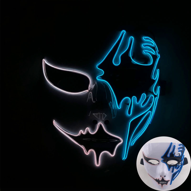 Máscara LED Luminosa de Halloween de Plástico Pintada a Mano para Fiesta