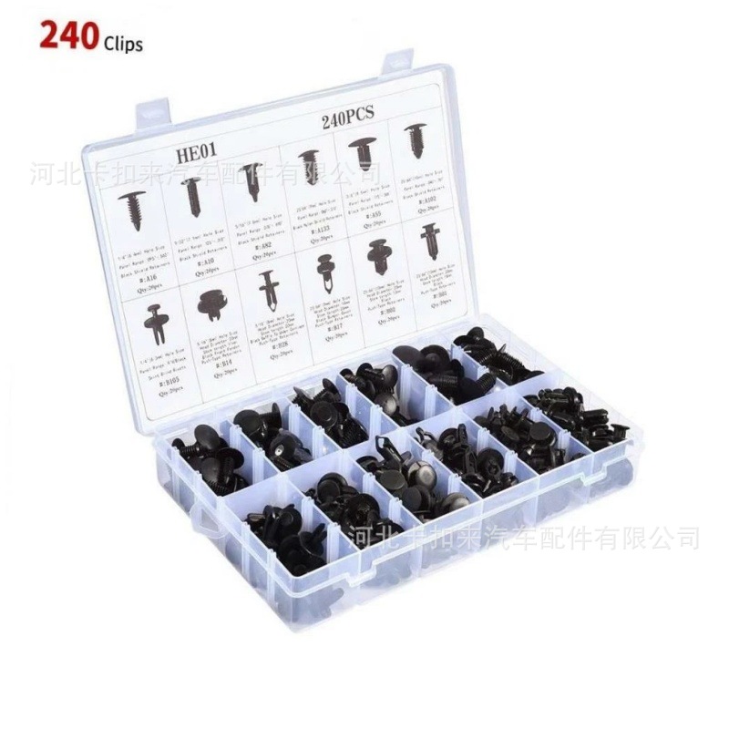Qìchē 240pcs Car Boxed Buckle 12 Kinds Car Bumper Repair Kit Fastener Expansion Screw (Digər kuzov və aksesuarlar) - 240pcs-single-box-no-tools