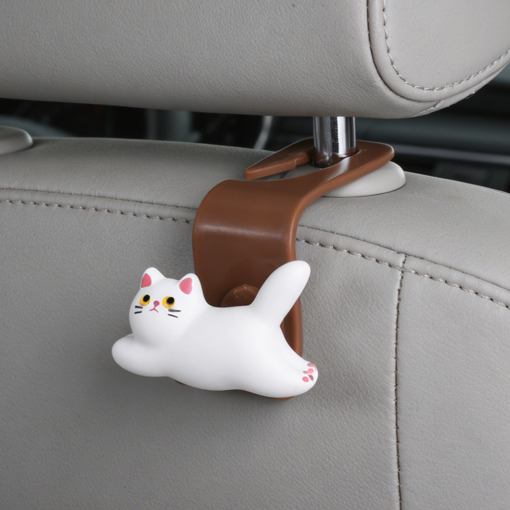 Cute dibujos animados rayas gatos asiento de automóvil gancho para el asiento trasero del automóvil almacenamiento de gancho decorativo