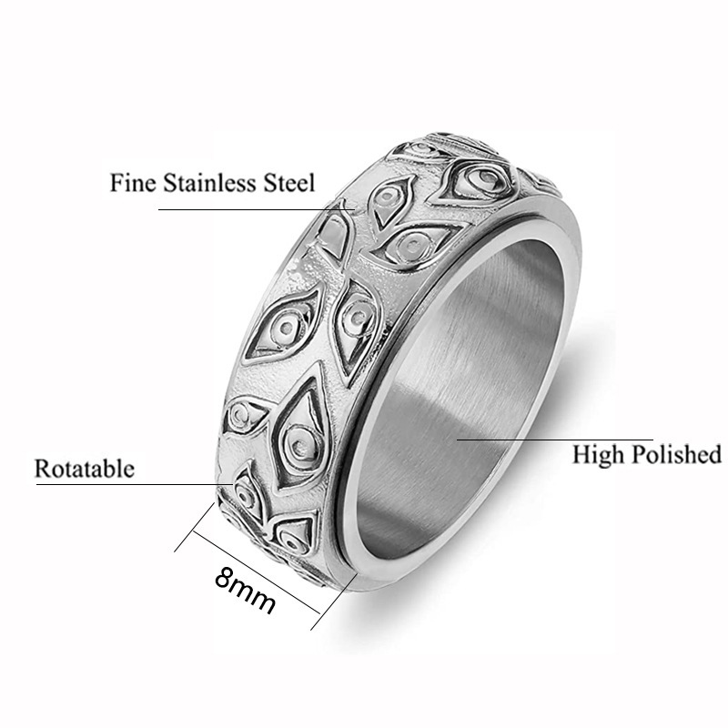 Basic Modern Style Classic Style Eye Of Horus Titanium Steel Rings In Bulk display picture 2