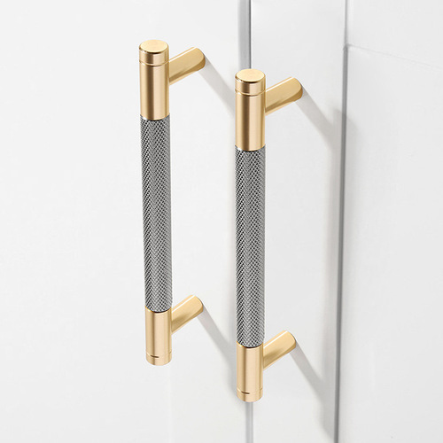 Modern minimalist Nordic wardrobe door golden copper drawer handle black extended American aluminum alloy cabinet handle