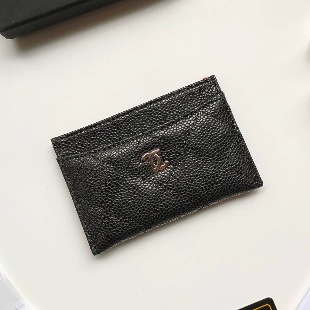 Кардхолдер (стиль Chanel) из натуральной кожи, стеганый тонкий кошелек, 7.5×11.2×0.5 см, мультicolor
