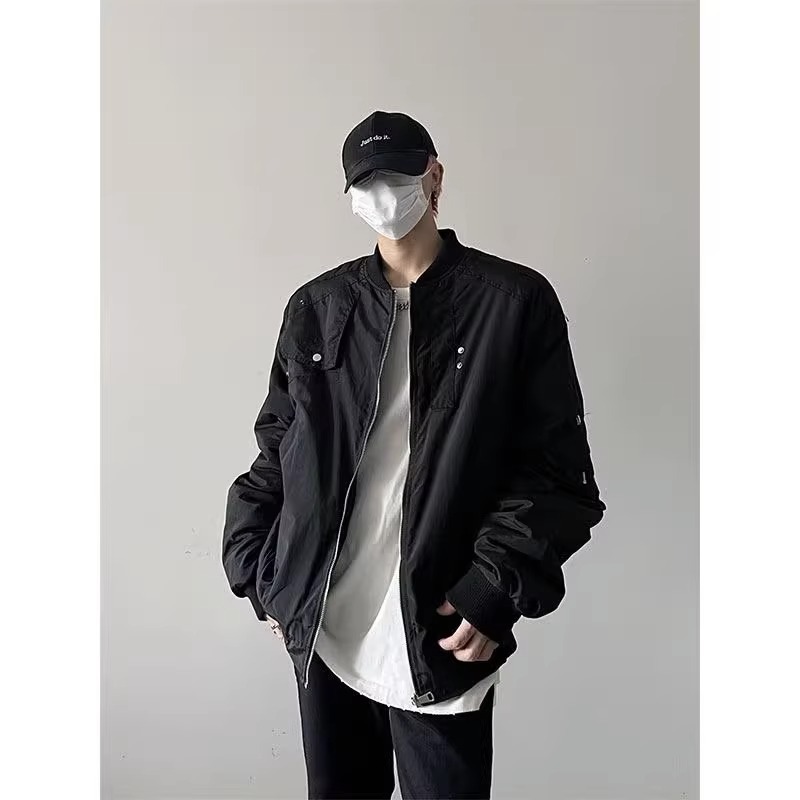 Retro baseball jersey, high arcade workwear jacket, men's spring and autumn design sense, pilot jacket_voghion.com