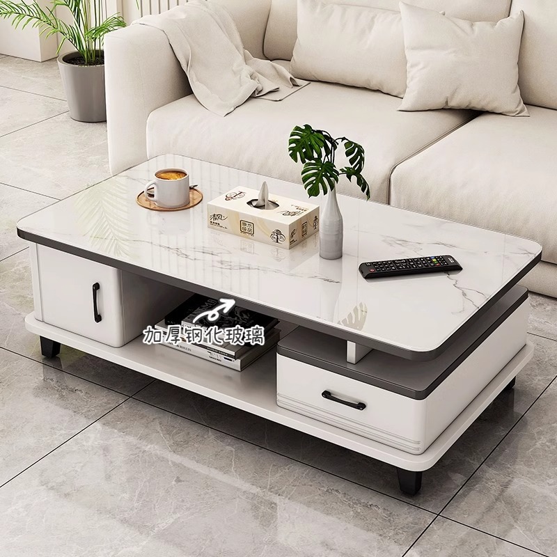 Mesa de té sala de estar pequeña casa de vidrio temperado mesa de té simple y moderna 2024 nuevo balcón de lujo pequeño mesa de té