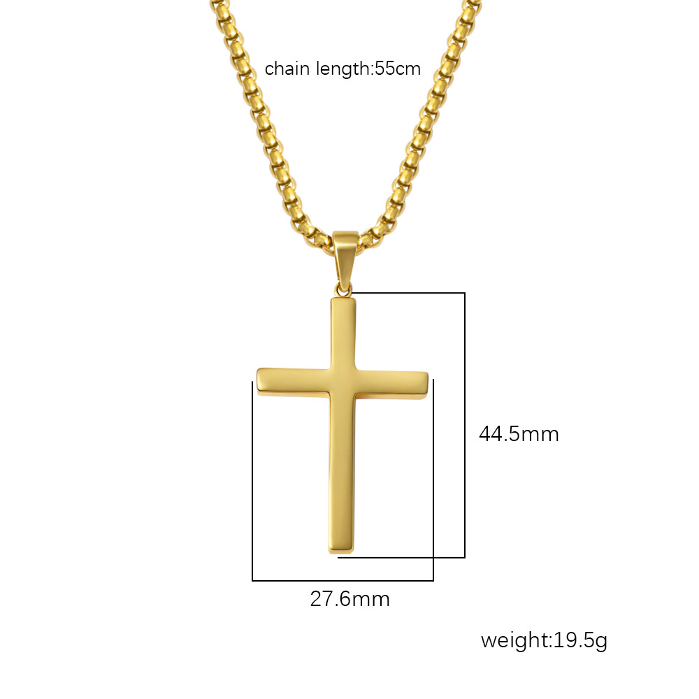 Collier pendentif croix en acier inoxydable pour homme, style hip-hop, avec chaîne à perles polyvalente._voghion.com