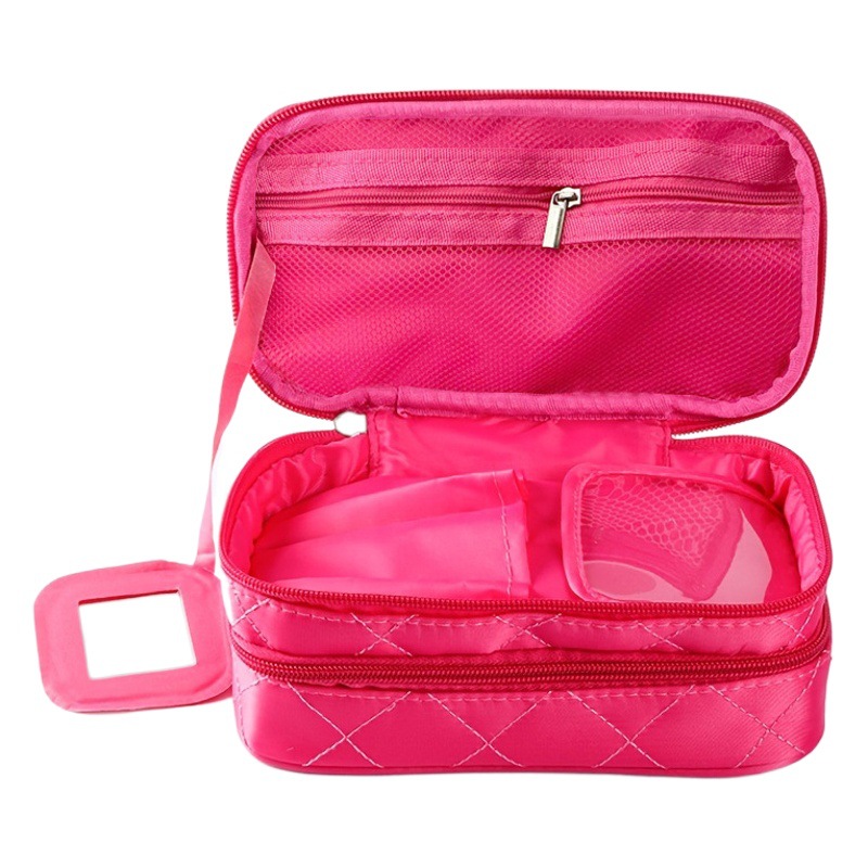 Impermeable bolsa de cosméticos de doble capa creativa geométrica rombo bolsa de lavado nueva bolsa de almacenamiento de nylon caja de cosméticos portátil al por mayor