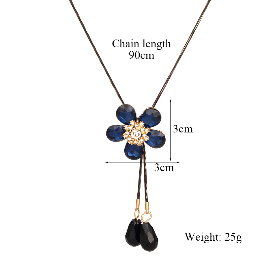 Collier Pendentif Fleur À Cinq Pétales En Cristal Simple À La Mode display picture 1