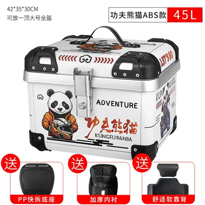 can hold full helmet – Motorcycle trunk - mt660-45-liters-silver-box-panda-stickers-backrest-lining-pp-base