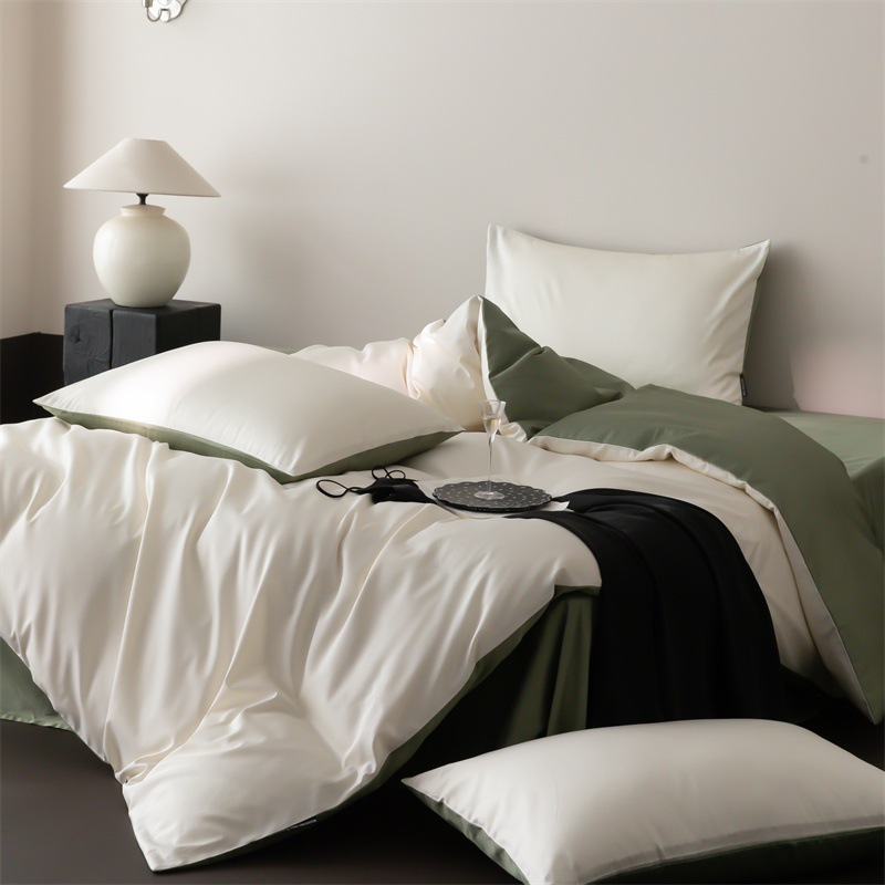 Cuatro estaciones Nantong algodón conjunto de cuatro piezas de color sólido lujo ligero alto sentido 60 algodón de lana larga delgado lujo ligero