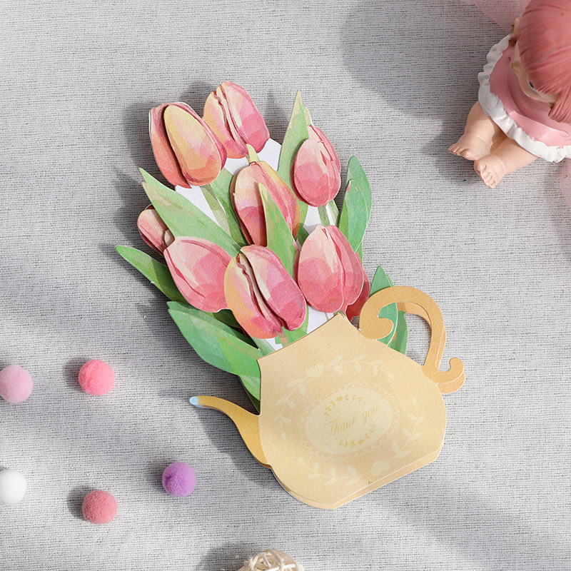 Mother's Day 3D Tulip Flower 3D Greeting Card Internet Famous Birthday Blessing Creative Handmade Decoration Mother's Day Card 