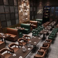 靠墙卡座沙发甜品奶茶店咖啡厅清酒吧西餐厅料理火锅店桌椅组合