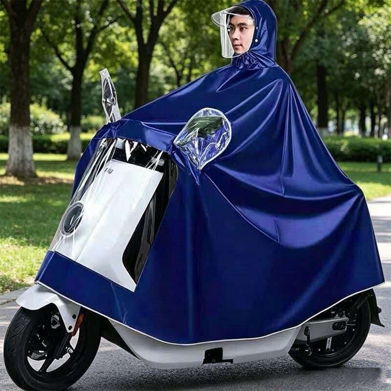 Motorcycle oversized and thickened double raincoat for men and women, suitable for riding in heavy rain, also available as a single-person rain poncho for electric bikes and scooters