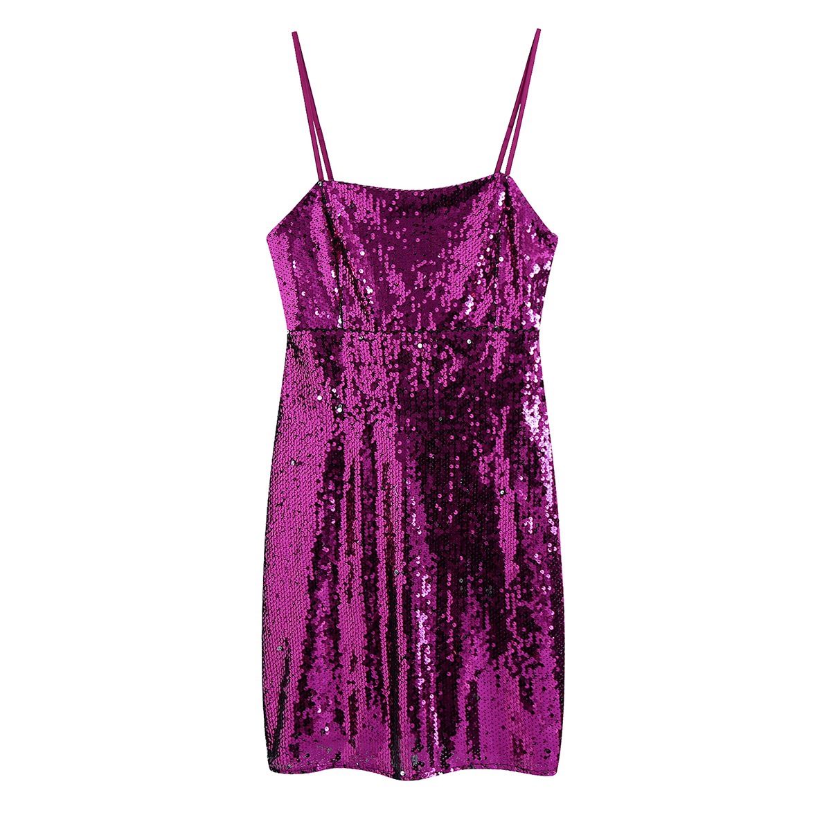 Solid Color Sequined Slip Dress NSLQS101830