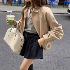 现货 韩国东大门ounce腰部褶皱阔腿短裤韩系女装简约百搭羊毛短裤