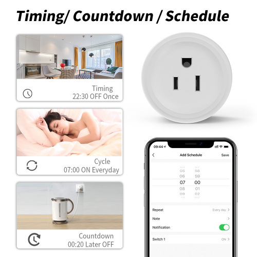 Tuya wifi metering US standard socket smart plug mobile phone remote control Alexa voice timing switch