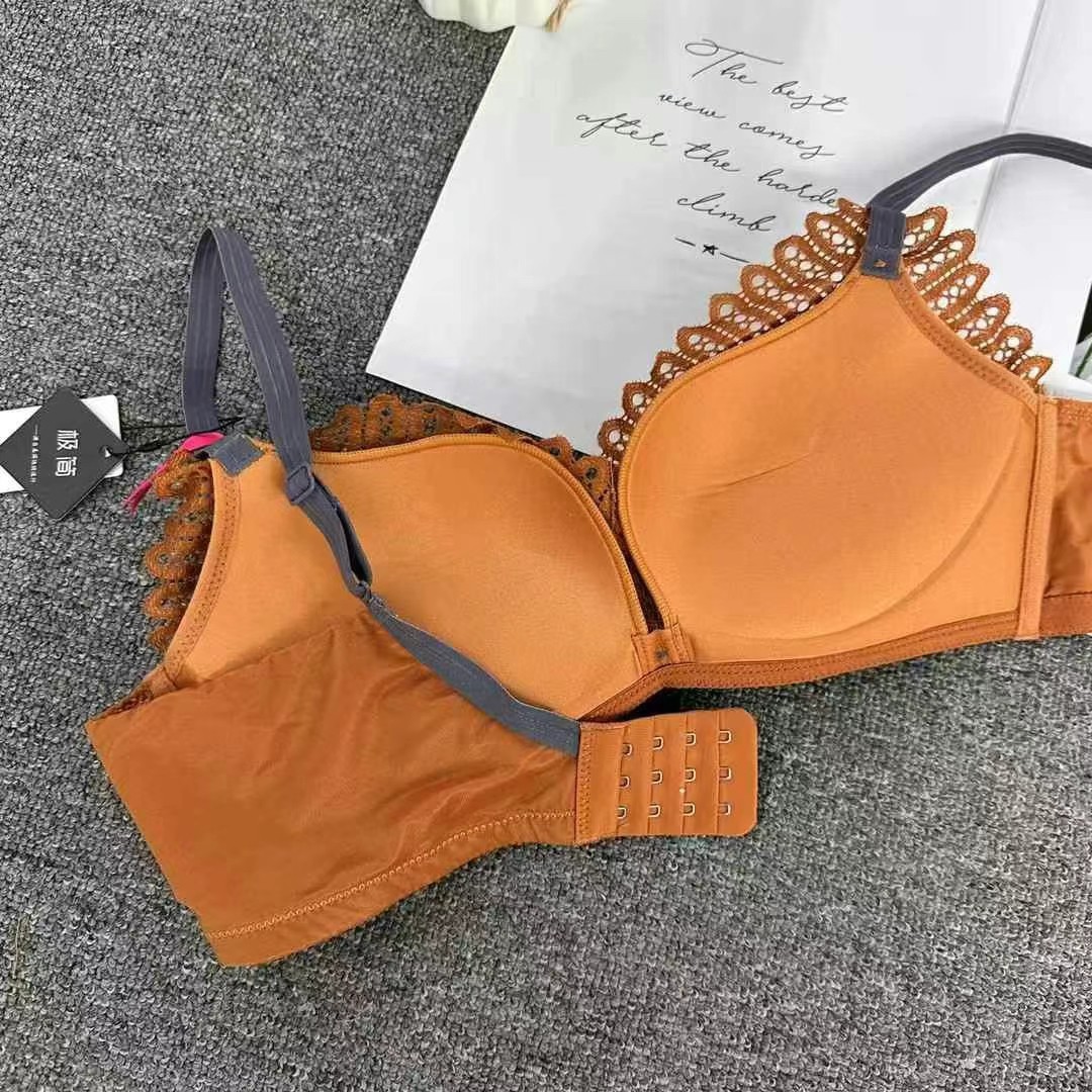 6153 # Precio bajo nueva moda sexy copa media gruesa cómoda ropa interior fruncida sujetador sin anillo de acero al por mayor