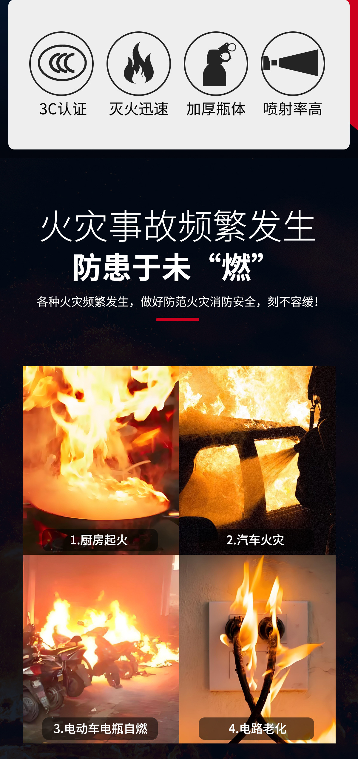 Fire Hurricane Hand-Held Fire Extinguisher Fire Annual Inspection Vehicle-Mounted Water-Based Fire Extinguisher Wholesale 3C Vehicle-Mounted Household Small