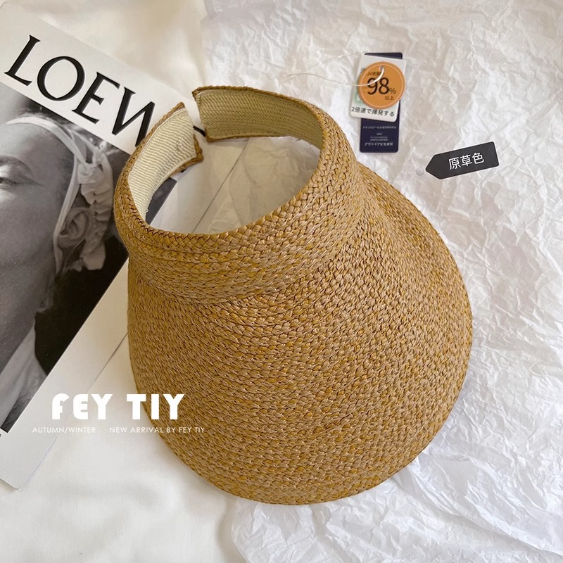 Sombrero de paja UV verano estilo coreano, ala ancha, antiviento, protector solar