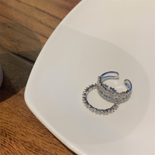 Sparkling~Light Luxury Double Layer Ring for Women, Ins High-End, Unique Design, Exquisite Finger Ring, Open Style, Fashionable and Elegant