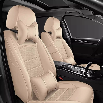 enclosed cushion car special leather: Seat cushion, seat cover - warm-rice-luxury-model-universal-all-inclusive-seat-cover