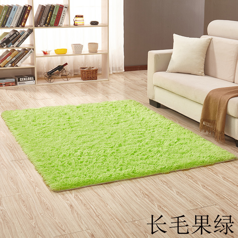 Alfombra de lana de seda, resistente a la suciedad y fácil de cuidar, alfombra de sala de estar, almohadilla de pie absorbente de pelo largo de color sólido, almohadilla antideslizante de gran superficie